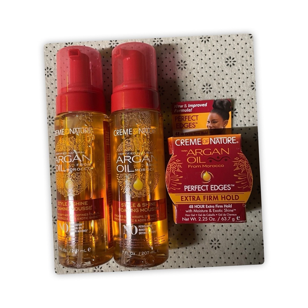 Crème Of Nature Firming Mousse & Edge Control‎ Hair Bundle, 3 Items